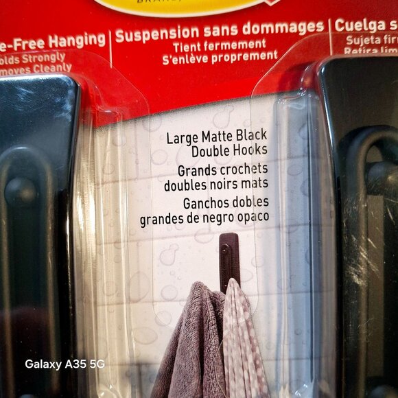 3M Command Large Matte Black Double Hooks Damage-Free Hanging Holds Up To 4 Lb W - Picture 2 of 7